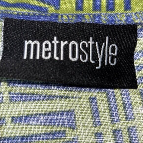 Metro Style Women’s 12 Knee Length Dress Abstract Sleeveless Blue Green - Picture 3 of 11